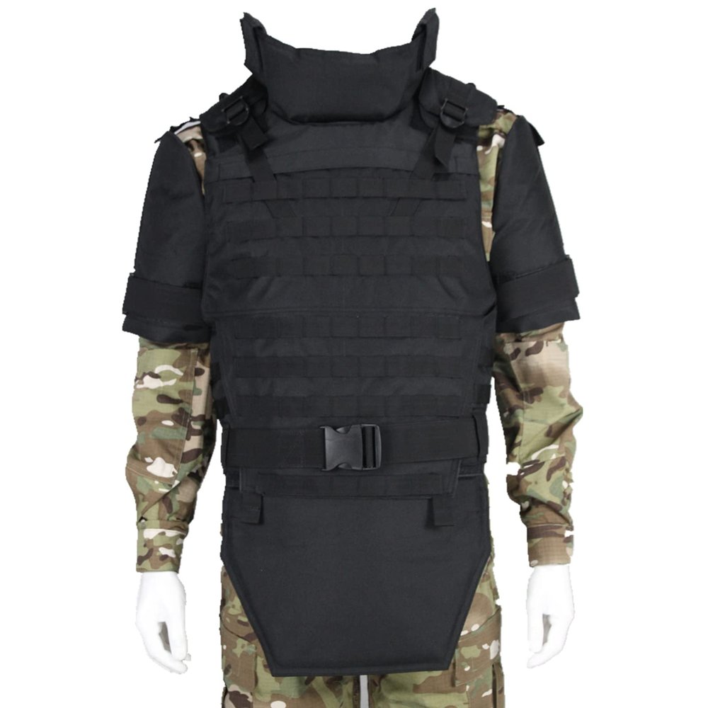 Russian Special Forces MOLLE Tactical Vest Outdoors Neck Shoulder Lower Body Protector, black, One Size