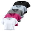 Real Essentials 5 Pack: Women's Dry-Fit Crop Top Short Sleeve Shirts Workout Gym Cropped Athletic Tee (Available in Plus) - Set 2, XXL view 1