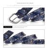Ladies Pin Buckle Fashion Casual Genuine Leather Rivet Korean Punk Alloy Girl Jeans Luxury Designer Womans Belts for Women,Denim,110CM/43.3'' view 4