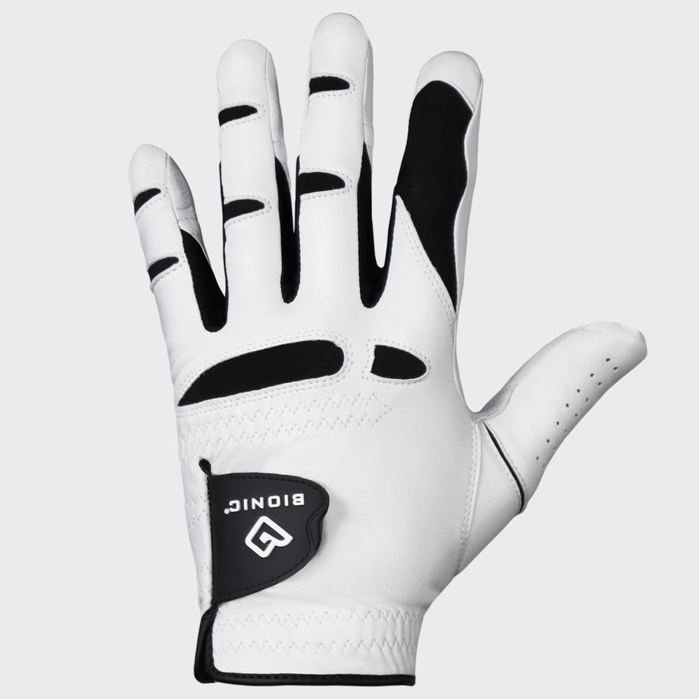 Bionic Men's StableGrip with NaturalFit 2.0 Golf Glove with Dual Expansion Thumb for Best Fit - Premium Cabretta Leather (White, XX-Large, Right)