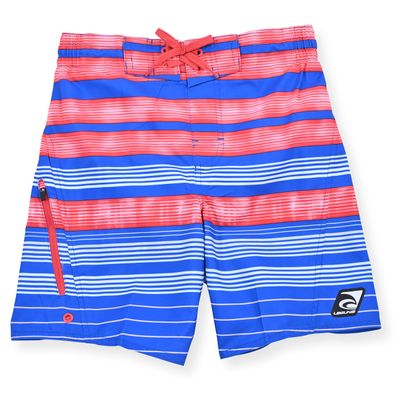 LAGUNA Boys UPF 50+ Beach Waves Swim Trunks Board Shorts, Dark Coral, 10/12