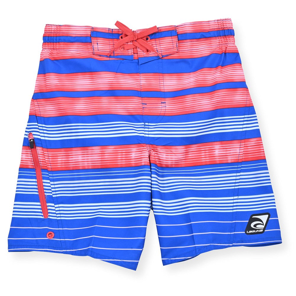 LAGUNA Boys UPF 50+ Beach Waves Swim Trunks Board Shorts, Dark Coral, 10/12