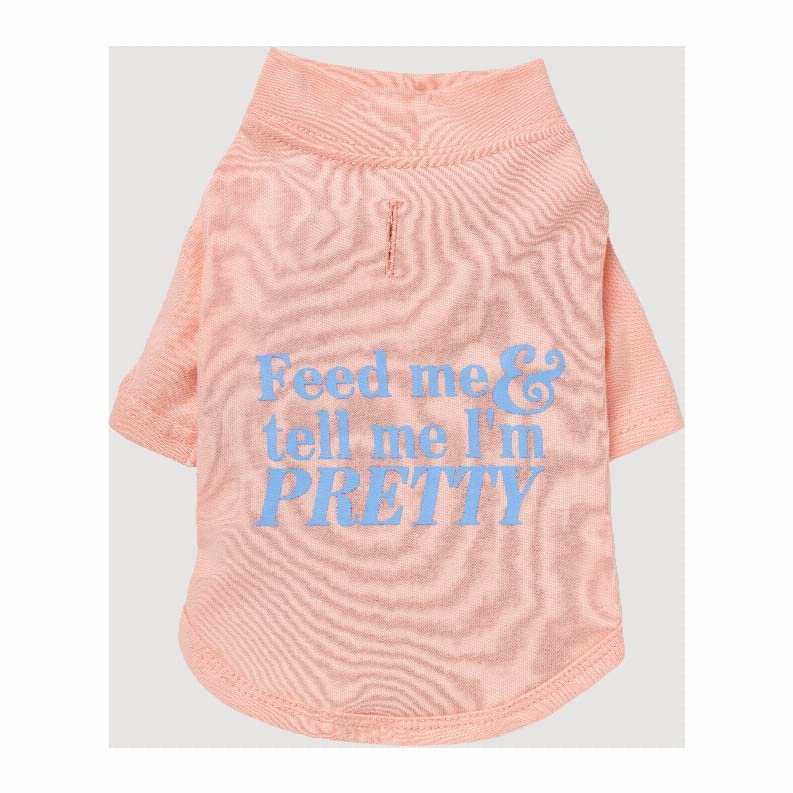 Louis Barx 'Feed Me & Tell Me I'm Pretty' Dog T-Shirt Pet Clothes (Medium, Pink Lemonade)