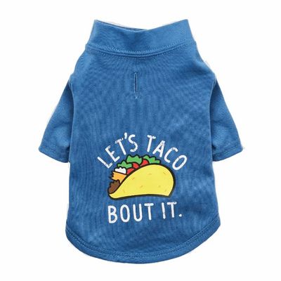 Louis Barx 'Let's Taco Bout It' Pet Graphic T-Shirt Dog Clothes (Small, Blueberry Blue)