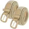 2 Count 7001 Leather Covered Buckle Woven Elastic Stretch Belt 1-1/4"(32mm) Wide (Beige, 4XL) view 1