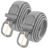 2 Count 7001 Leather Covered Buckle Woven Elastic Stretch Belt 1-1/4"(32mm) Wide (Gray, 4XL) view 1