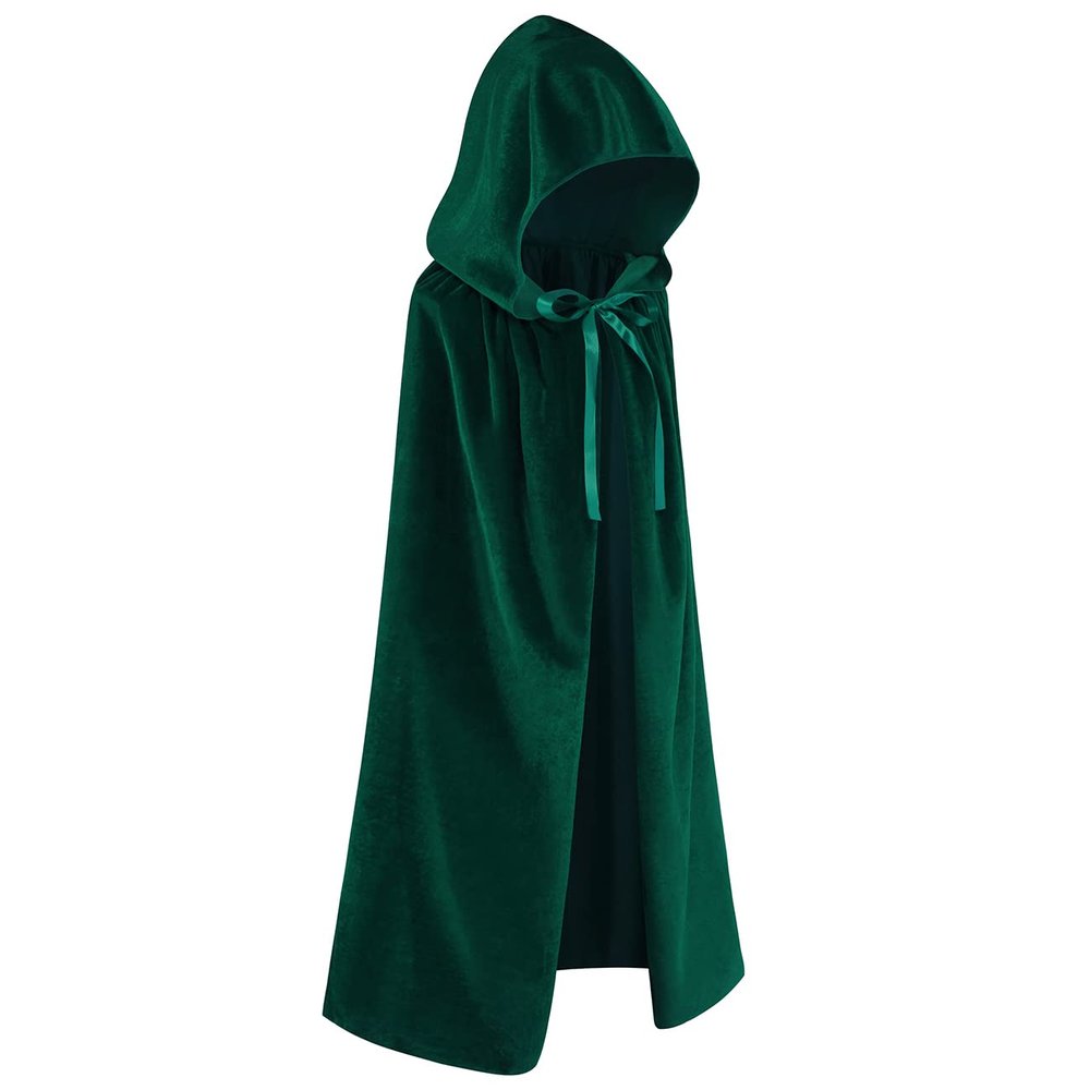 Regenboog Kids Velvet Cape with Hood,31.5inch,Green Cloak for Kids,Short Velvet Cape Women