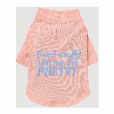 Louis Barx 'Feed Me & Tell Me I'm Pretty' Dog T-Shirt Pet Clothes (X-Large, Pink Lemonade)