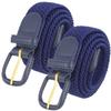 2 Count 7001 Leather Covered Buckle Woven Elastic Stretch Belt 1-1/4"(32mm) Wide (Navy, 3XL) view 1
