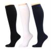 3 Pairs Women's Knee-high Therapeutic Graduated Anti-Fatigue 8-15mmHg Combed Cotton Compression Socks (X Solid Black White Navy) view 1