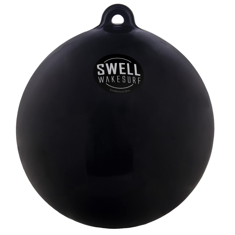 SWELL Wakesurf - Big Bumper Ball 25 Inch Diameter - Inflatable Raft Tie-Up Boat Fender Buoy (Black)