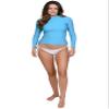 INGEAR Women's UV Sun Protection Long Sleeve Rash Guard Wetsuit Swimsuit Top (Turquoise, Medium) view 4