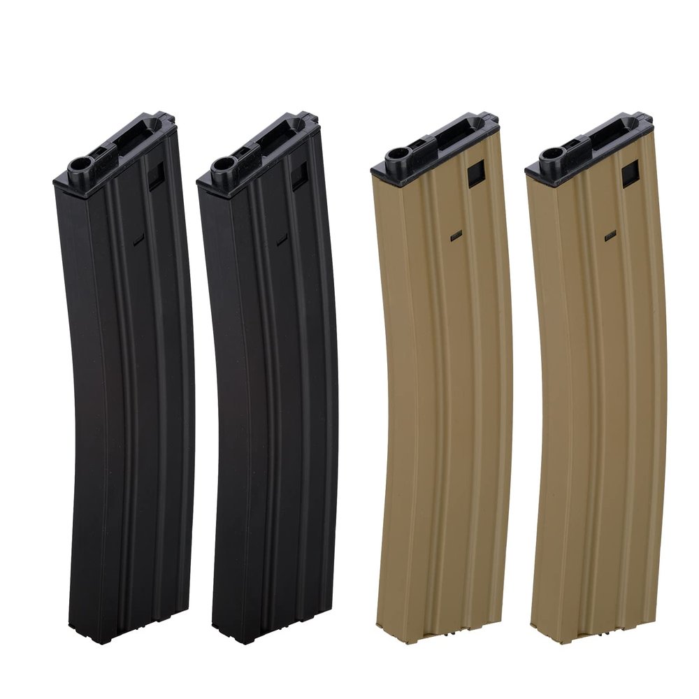 Lancer Tactical Full Metal M4/M16 300 Round High Capacity AEG Airsoft Magazine Clip High Tension Spring Feeds with Winding Wheel (Tan/Black X2)