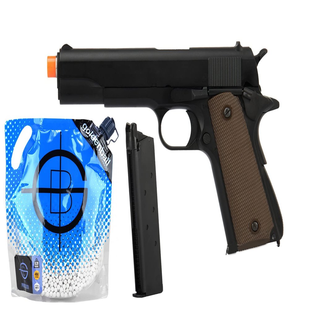 Lancer Tactical 350 FPS Army Armament Metal R31 1911 Airsoft Pistol Green Gas Blowback with 3000 Round 0.25g Bag of BBS