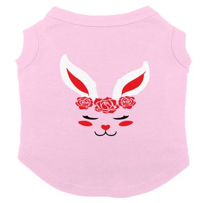 Bunny Ears with Roses - Dog Shirt (Pink, X-Large)