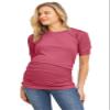 LaClef Women's Maternity Puff Sleeve Ribbed T-Shirt Top (Berry, Small) view 1