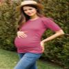 LaClef Women's Maternity Puff Sleeve Ribbed T-Shirt Top (Berry, Small) view 2