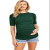 LaClef Women's Maternity Puff Sleeve Ribbed T-Shirt Top (Hunter Green, Small) view 1