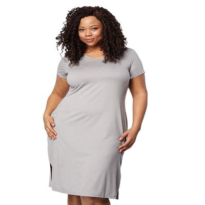 32 DEGREEES Womens Cool T-Shirt Dress | Moisture Wicking | Ultra-Soft | Anti - Odor | Side Slits, Ghost Grey Heather, XX-Large