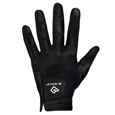 Bionic Men's StableGrip with NaturalFit 2.0 Golf Glove with Dual Expansion Thumb for Best Fit - Premium Cabretta Leather (Black, Large, Left)