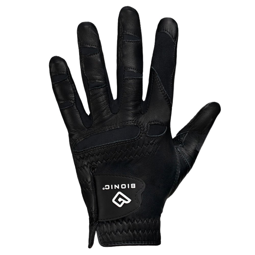Bionic Men's StableGrip with NaturalFit 2.0 Golf Glove with Dual Expansion Thumb for Best Fit - Premium Cabretta Leather (Black, Large, Left)