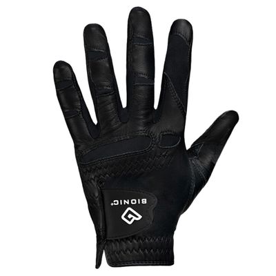 Bionic Men's StableGrip with NaturalFit 2.0 Golf Glove with Dual Expansion Thumb for Best Fit - Premium Cabretta Leather (Black, Medium/Large, Left)