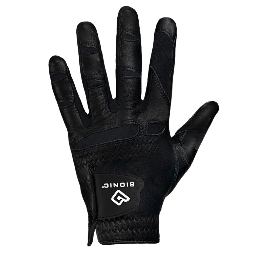 Bionic Men's StableGrip with NaturalFit 2.0 Golf Glove with Dual Expansion Thumb for Best Fit - Premium Cabretta Leather (Black, Medium/Large, Left)