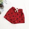 Kids Toddler Little Boy Girl Cotton Linen Summer Shorts Polka Dot Print Drawstring Waist Shorts Casual Pants 1-6 Years Red view 3