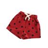 Kids Toddler Little Boy Girl Cotton Linen Summer Shorts Polka Dot Print Drawstring Waist Shorts Casual Pants 1-6 Years Red view 1