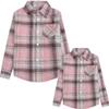 Cromoncent Girls Shirt, Long Sleeve Button Down Flannel Shirt Casual Plaid Tops for Girls, Pink1 Plaid, 7-8 Years= Tag 130 view 1
