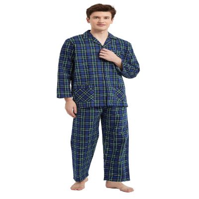 amaxer Men's 100% Cotton Flannel Pajamas Set Long Sleeve Soft Button Pijamas Elastic Drawstring High Waist Pjs for Men-M