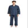 amaxer Men's 100% Cotton Flannel Pajamas Set Long Sleeve Soft Button Pijamas Elastic Drawstring High Waist Pjs for Men-M view 2