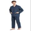 amaxer Men's 100% Cotton Flannel Pajamas Set Long Sleeve Soft Button Pijamas Elastic Drawstring High Waist Pjs for Men-M view 4
