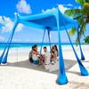 Wabolay Beach Tent Sun Shelter 10x10ft Beach Canopy Easy Pop Up Sun Shade Portable UPF50+ with 8 Sandbags-2 Sand Shovel-4 Aluminum Poles-Ground Pegs for Outdoor Family Camping Fishing Backyard Picnic view 1
