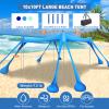 Wabolay Beach Tent Sun Shelter 10x10ft Beach Canopy Easy Pop Up Sun Shade Portable UPF50+ with 8 Sandbags-2 Sand Shovel-4 Aluminum Poles-Ground Pegs for Outdoor Family Camping Fishing Backyard Picnic view 2