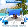 Wabolay Beach Tent Sun Shelter 10x10ft Beach Canopy Easy Pop Up Sun Shade Portable UPF50+ with 8 Sandbags-2 Sand Shovel-4 Aluminum Poles-Ground Pegs for Outdoor Family Camping Fishing Backyard Picnic view 3