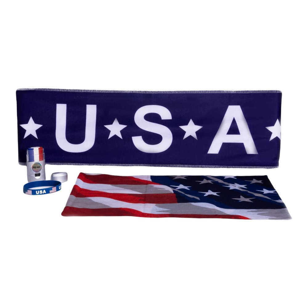 USA National Team Fans Soccer 4 Piece Kit Copa America Scarf Bandanna Bracelet & Body Paint Stick