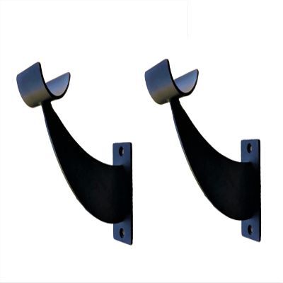 Athletic Bar Single Ballet Open Bracket (Pair) Fixed Height Wall Mount Ballet Barre 2 Brackets Included for 1.5" to 2.0" Diameter for Wooden Dowels (Black)