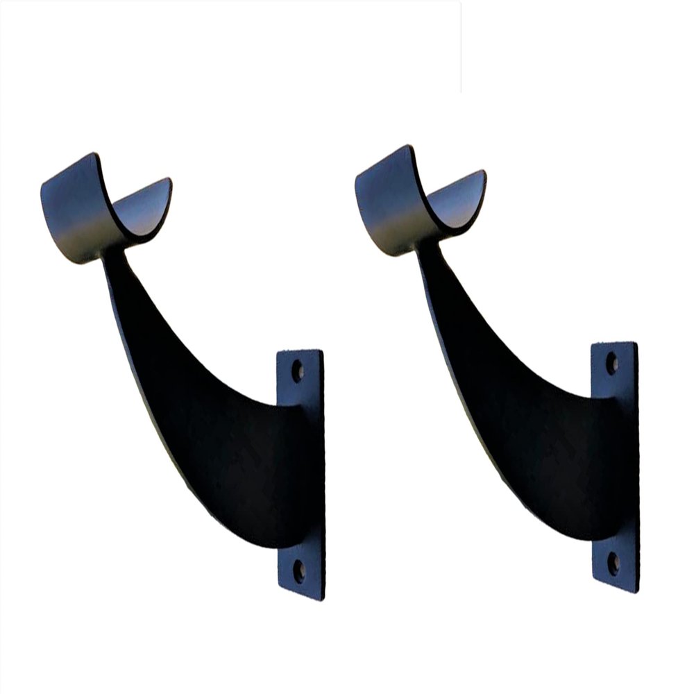 Athletic Bar Single Ballet Open Bracket (Pair) Fixed Height Wall Mount Ballet Barre 2 Brackets Included for 1.5" to 2.0" Diameter for Wooden Dowels (Black)