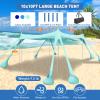 Wabolay Beach Tent Sun Shelter 10x10ft Beach Canopy Easy Pop Up Sun Shade Portable UPF50+ with 8 Sandbags-2 Sand Shovel-4 Aluminum Poles-Ground Pegs for Outdoor Family Camping Fishing Backyard Picnic view 2