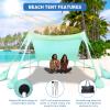 Wabolay Beach Tent Sun Shelter 10x10ft Beach Canopy Easy Pop Up Sun Shade Portable UPF50+ with 8 Sandbags-2 Sand Shovel-4 Aluminum Poles-Ground Pegs for Outdoor Family Camping Fishing Backyard Picnic view 3