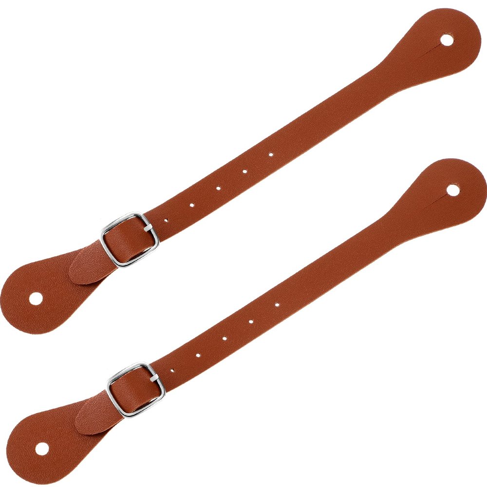 2 Pcs Leather Spur Straps Single Ply Spur Straps Western Man Woman Adjustable Boot Straps for Thigh High Boots 6 Holes Spur Straps Riding Leather Spur Straps 9.9 Inches (Brown)