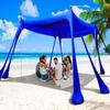 Wabolay Beach Tent Sun Shelter 10x10ft Beach Canopy Easy Pop Up Sun Shade Portable UPF50+ with 8 Sandbags-2 Sand Shovel-4 Aluminum Poles-Ground Pegs for Outdoor Family Camping Fishing Backyard Picnic view 1