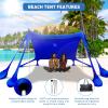 Wabolay Beach Tent Sun Shelter 10x10ft Beach Canopy Easy Pop Up Sun Shade Portable UPF50+ with 8 Sandbags-2 Sand Shovel-4 Aluminum Poles-Ground Pegs for Outdoor Family Camping Fishing Backyard Picnic view 3