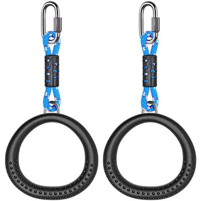 Dolibest 2 Pack of Ninja Gymnastic Rings, Monkey Ring Outdoor Backyard Ninja Accessories Set, Obstacle Course for Training,1000LB Capacity(Black)