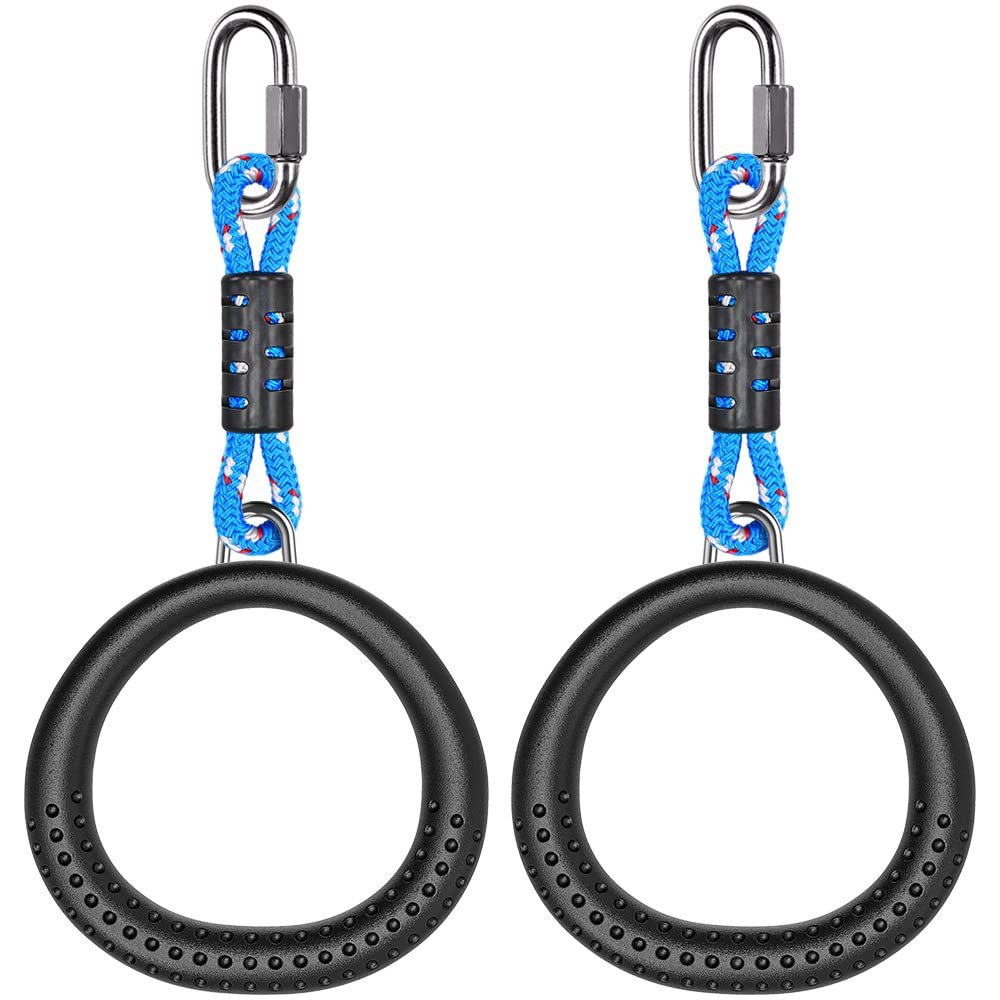 Dolibest 2 Pack of Ninja Gymnastic Rings, Monkey Ring Outdoor Backyard Ninja Accessories Set, Obstacle Course for Training,1000LB Capacity(Black)