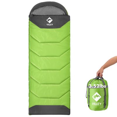 VILLEY Camping Sleeping Bag for Adults Boys and Girls, 3 Season Warm & Cool Weather - Summer, Spring, Fall, Lightweight Compact Backpacking Sleeping Bag for Outdoor, Traveling, Hiking