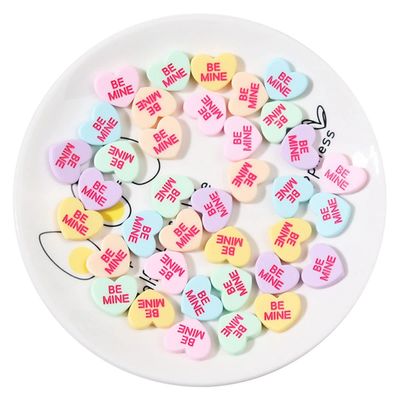 20Pcs Cabochon Cartoon Mixed Heart Flatback Cabochon Scrapbook Heart Shaped Flexible Phone Decoration