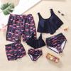 Ebrolkit Family Matching High Waisted Bikini Swimsuit 2 Piece Mommy and Me Ruffled Flounce Swimwear Bathing Suit Set (Men, X-Large, Blue-Flamingo) view 3