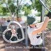 SHEAISRS 925 Sterling Silver Heart Softball Necklace Softball Jewelry Sport Necklace for Women view 2